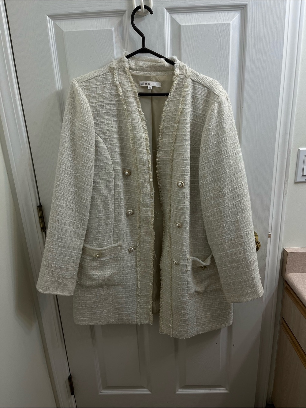 Ivory Tweed Longline Jacket